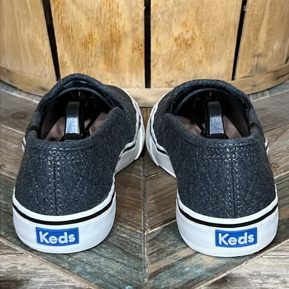 Keds Double Decker Gray Quilted Fabric WF60994 Slip-On Sneakers Womens Size 7